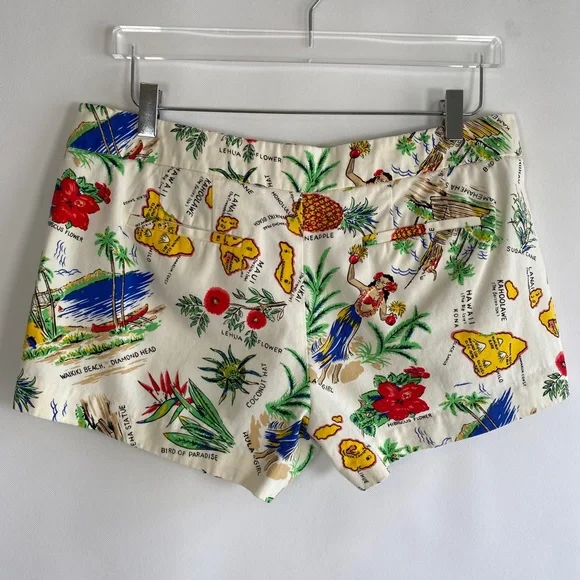 J.crew factory size 10 off white Hawaiian print chino shorts 100% cotton - Picture 5 of 10